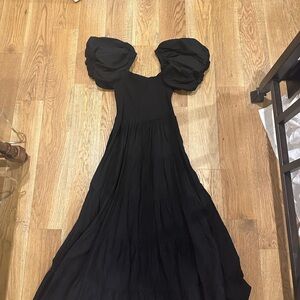 Fortunate One Black Puff-Sleeve Maxi Dress - Women